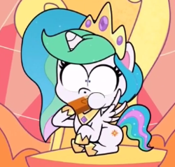 Size: 257x246 | Tagged: safe, screencap, princess celestia, alicorn, pony, my little pony: pony life, princess probz, spoiler:pony life s01e01, cropped, eating, solo