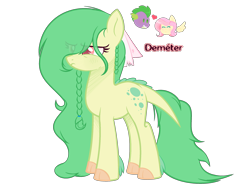 Size: 2500x1849 | Tagged: safe, artist:verona-5i, fluttershy, spike, oc, oc:demeter, dracony, dragon, hybrid, pegasus, pony, female, flutterspike, male, offspring, parent:fluttershy, parent:spike, parents:flutterspike, shipping, simple background, straight, transparent background