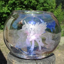 Size: 1024x1024 | Tagged: safe, artist:malte279, princess celestia, alicorn, pony, craft, glass ball, glass engraving, opalescence (glass)