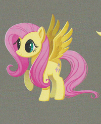 Size: 342x420 | Tagged: safe, fluttershy, pegasus, pony, my little pony: the movie, concept art, cropped, cutie mark, female, gray background, mare, raised hoof, simple background, solo, wings