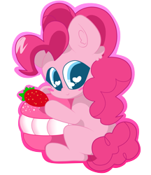 Size: 3207x3711 | Tagged: safe, artist:kittyrosie, pinkie pie, earth pony, pony, chibi, female, food, heart eyes, macaron, mare, simple background, solo, transparent background, wingding eyes