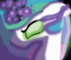 Size: 2520x2118 | Tagged: safe, artist:inkrose98, princess celestia, alicorn, pony, dark magic, glowing eye, glowing horn, horn, magic, solo, sombra eyes