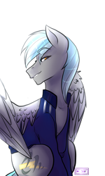 Size: 3000x5000 | Tagged: safe, artist:moon, oc, oc only, oc:thunder light, pegasus, pony, absurd resolution, clothes, lust, male, simple background, solo, stallion, white background, wings