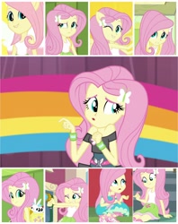 Size: 3160x3982 | Tagged: safe, edit, screencap, angel bunny, fluttershy, cat, better together, dance magic, equestria girls, equestria girls (movie), fluttershy's butterflies, fluttershy's butterflies: applejack, friendship games, rainbow rocks, spoiler:eqg specials, collage, cute, female, ponied up, rainbow, shyabetes, transformation