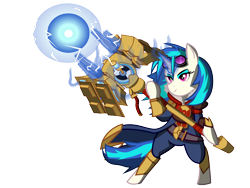 Size: 3333x2500 | Tagged: safe, artist:ostichristian, dj pon-3, vinyl scratch, pony, crossover, hammer time, jayce, league of legends, simple background, solo, transparent background