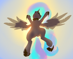 Size: 3700x3000 | Tagged: safe, artist:xbi, princess celestia, alicorn, pony, 30 minute art challenge finished after, featureless crotch, gradient background, nose in the air, praise the sun, sky, solo, spread wings, summer sun celebration, wings