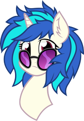 Size: 4567x6595 | Tagged: safe, artist:gray-gold, artist:php92, dj pon-3, vinyl scratch, pony, unicorn, .svg available, absurd resolution, bust, ear fluff, female, glasses off, mare, portrait, red eyes, simple background, solo, transparent background, vector, vector trace