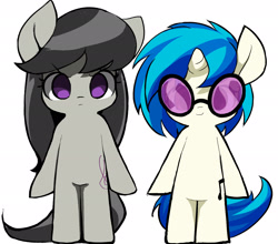 Size: 1790x1573 | Tagged: safe, artist:ccc, dj pon-3, octavia melody, vinyl scratch, earth pony, pony, unicorn, cute, glasses, looking at you, simple background, white background