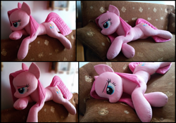 Size: 1879x1312 | Tagged: safe, artist:rosamariposacrafts, pinkie pie, pony, irl, photo, pinkamena diane pie, plushie, prone, solo