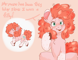 Size: 1280x985 | Tagged: safe, artist:ask-pink-y-pone, pinkie pie, pony, chest fluff, cute, diapinkes, fluffy mane, freckles, happy, smiling, solo, unshorn fetlocks