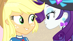 Size: 1920x1080 | Tagged: safe, screencap, applejack, rarity, better together, equestria girls, lost and found, clothes, duo, female, shipping fuel, swimsuit