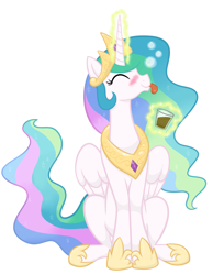 Size: 2323x3000 | Tagged: safe, artist:kalyandra, princess celestia, alicorn, pony, :p, blushing, cute, cutelestia, drunk, drunklestia, solo, tongue out