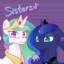 Size: 400x400 | Tagged: safe, artist:silviaaalight, princess celestia, princess luna, alicorn, pony, duo, female, royal sisters, siblings, sisters