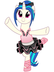 Size: 2200x2950 | Tagged: safe, artist:cheezedoodle96, dj pon-3, vinyl scratch, pony, unicorn, a royal problem, .svg available, alternate hairstyle, balancing, ballerina, bow, clothes, dress, ear piercing, earring, female, hair bun, hooves, horn, jewelry, mare, piercing, simple background, skirt, smiling, solo, standing, standing on one leg, svg, transparent background, tutu, twilarina, vector, vinyllerina