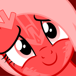 Size: 1500x1500 | Tagged: safe, artist:arifproject, oc, oc only, oc:downvote, close-up, cute, decal, derpibooru, derpibooru ponified, looking at you, meta, ponified, simple background, smiling, solo