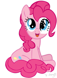 Size: 1024x1388 | Tagged: safe, artist:dzejpi, part of a set, pinkie pie, earth pony, pony, paper eyes, signature, simple background, sitting, solo, transparent background, vector