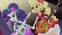 Size: 1920x1080 | Tagged: safe, screencap, applejack, rarity, equestria girls, legend of everfree