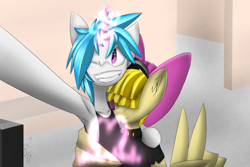 Size: 3000x2000 | Tagged: safe, artist:glassmenagerie, dj pon-3, songbird serenade, vinyl scratch, pegasus, pony, unicorn, my little pony: the movie, armpits, heart, selfie, wing hands