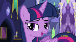 Size: 730x404 | Tagged: safe, derpibooru import, screencap, twilight sparkle, twilight sparkle (alicorn), alicorn, pony, animated, discovery family logo, gif, loop, solo