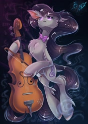 Size: 2435x3444 | Tagged: safe, artist:alexbluebird, octavia melody, earth pony, pony, bowtie, cello, female, mare, musical instrument, solo