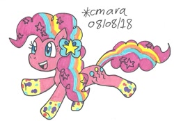 Size: 1091x761 | Tagged: safe, artist:cmara, pinkie pie, earth pony, pony, rainbow power, rainbow power-ified, solo, traditional art