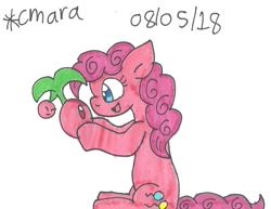 Size: 827x640 | Tagged: safe, artist:cmara, pinkie pie, earth pony, pony, cherubi, crossover, pokémon, traditional art