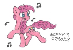 Size: 1053x734 | Tagged: safe, artist:cmara, pinkie pie, earth pony, pony, female, mare, pink coat, pink mane, solo, traditional art