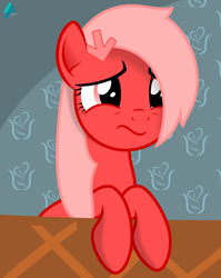 Size: 1800x2264 | Tagged: safe, artist:arifproject, oc, oc only, oc:downvote, earth pony, pony, :s, derpibooru, derpibooru ponified, meta, ponified, simple background, solo, unamused, vector, wavy mouth