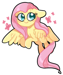 Size: 800x946 | Tagged: safe, artist:sunstarxd, fluttershy, butterfly, pegasus, pony, female, floppy ears, looking sideways, mare, outline, simple background, smiling, solo, spread wings, transparent background, white outline, wings