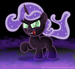 Size: 1280x1185 | Tagged: safe, artist:aleximusprime, sweetie belle, fangs, glare, nightmare sweetie belle, smiling, solo