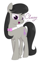 Size: 1692x2660 | Tagged: safe, artist:moonatik, derpibooru exclusive, octavia melody, earth pony, pony, backwards cutie mark, bowtie, classy, eyeshadow, looking at you, makeup, open mouth, simple background, solo, transparent background