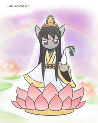 Size: 860x1080 | Tagged: safe, artist:howxu, octavia melody, earth pony, pony, clothes, cropped, dress, female, flower, lotus (flower), mare, solo