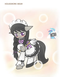 Size: 860x1080 | Tagged: safe, artist:howxu, dj pon-3, octavia melody, vinyl scratch, earth pony, pony, blushing, camera, clothes, cropped, cute, female, lesbian, maid, mare, octamaid, scratchtavia, shipping, solo, tavibetes