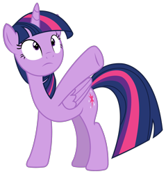 Size: 1994x2088 | Tagged: safe, artist:sketchmcreations, derpibooru import, twilight sparkle, twilight sparkle (alicorn), alicorn, pony, every little thing she does, female, folded wings, frown, mare, pointing, raised hoof, simple background, solo, transparent background, vector