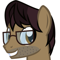 Size: 880x880 | Tagged: safe, artist:the smiling pony, oc, oc only, pony, avatar, beard, bust, derpibooru, derpibooru badge, facial hair, five o'clock shadow, glasses, male, meta, portrait, simple background, smiling, solo, stallion, stubble, transparent background, vector