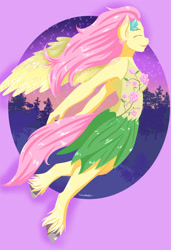 Size: 1939x2829 | Tagged: safe, artist:lucaaegus, fluttershy, anthro, pegasus, unguligrade anthro, clothes, eyes closed, female, smiling, solo