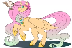 Size: 1280x853 | Tagged: safe, artist:srahitai, fluttershy, alicorn, bird, alicornified, fluttercorn, hoof shoes, jewelry, peytral, race swap, regalia