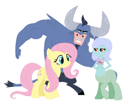 Size: 848x676 | Tagged: safe, artist:historyisnotastory, fluttershy, iron will, centaur, hybrid, family, female, interspecies offspring, ironshy, male, offspring, parent:fluttershy, parent:iron will, parents:ironshy, shipping, straight
