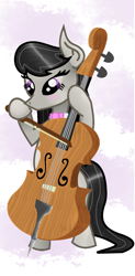 Size: 606x1233 | Tagged: safe, artist:salad-puncher, octavia melody, earth pony, pony, abstract background, bipedal, cello, musical instrument