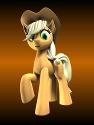 Size: 1500x2000 | Tagged: safe, artist:argos90, applejack, earth pony, pony, 3d, cowboy hat, female, gradient background, hat, looking at you, mare, model, render, solo