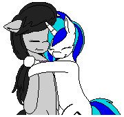 Size: 180x170 | Tagged: safe, artist:spittfireart, artist:ziggurat vertigo, derpibooru exclusive, dj pon-3, octavia melody, vinyl scratch, earth pony, pony, cute, duo, hug, manepxls, pixel art, pxls.space, simple background, transparent background