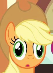 Size: 248x339 | Tagged: safe, edit, edited screencap, editor:binkyt11, screencap, applejack, earth pony, pony, mmmystery on the friendship express, derp, quality, solo, wat