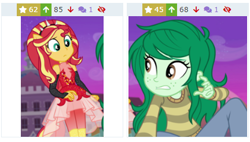 Size: 432x246 | Tagged: safe, screencap, sunset shimmer, wallflower blush, better together, equestria girls, forgotten friendship, cropped, derpibooru, juxtaposition, meta, ponied up, super ponied up