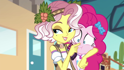 Size: 1920x1080 | Tagged: safe, screencap, pinkie pie, vignette valencia, better together, equestria girls, rollercoaster of friendship, boop, female, geode of sugar bombs, out of context