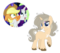 Size: 613x545 | Tagged: safe, artist:mintoria, applejack, rarity, oc, earth pony, pony, unicorn, female, magical lesbian spawn, mare, offspring, parent:applejack, parent:rarity, parents:rarijack, simple background, transparent background