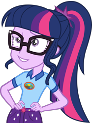 Size: 3000x4011 | Tagged: safe, artist:uponia, derpibooru import, sci-twi, twilight sparkle, equestria girls, legend of everfree, absurd resolution, clothes, glasses, hand on hip, shorts, simple background, solo, transparent background, vector