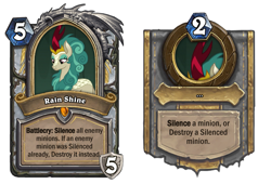 Size: 863x587 | Tagged: safe, edit, edited screencap, screencap, rain shine, kirin, sounds of silence, card, hearthstone, hero card, meta, warcraft