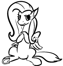 Size: 574x604 | Tagged: safe, artist:tempusfidgets, fluttershy, pegasus, pony, crossed arms, female, folded forelegs, monochrome, simple background, solo