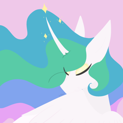 Size: 2048x2048 | Tagged: safe, artist:lunathemoongod, princess celestia, alicorn, pony, bust, portrait, shiny, simple background, solo, without lineart