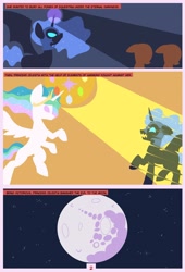 Size: 1600x2358 | Tagged: safe, artist:chedx, nightmare moon, princess celestia, princess luna, alicorn, pony, comic:mlp the untold life, adventure, alternate universe, comic, fanfic, fantasy, fight